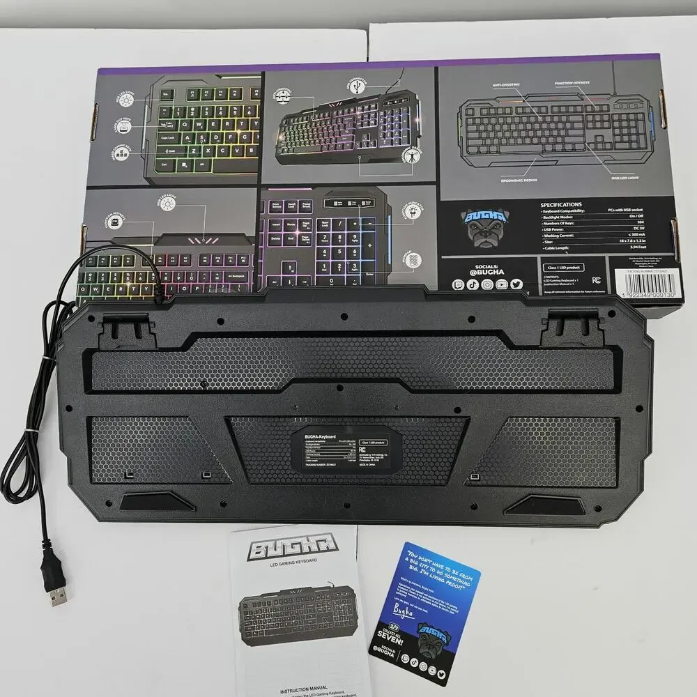 Bugha LED Gaming Keyboard Black NEW‎ Open BOX